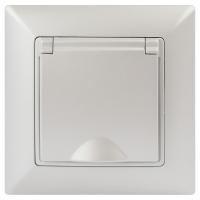 Розетка ЭРА Intro Solo Schuko 2P+E 16A 250V с крышкой перламутровый 4-203-06 Б0053662