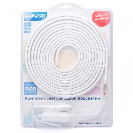 Светодиодная влагозащищенная лента Apeyron 12W/m 60LED/m 2835SMD разноцветная 5M 10-52 Алматы