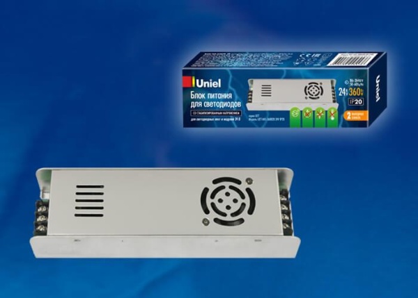 Блок питания Uniel 24V 360W IP20 15A UET-VAS-360B20 24V IP20 UL-00002435 Алматы