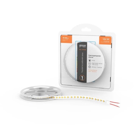 Светодиодная лента Gauss 10W/m 120LED/m 2835SMD теплый белый 3M BT036 Алматы