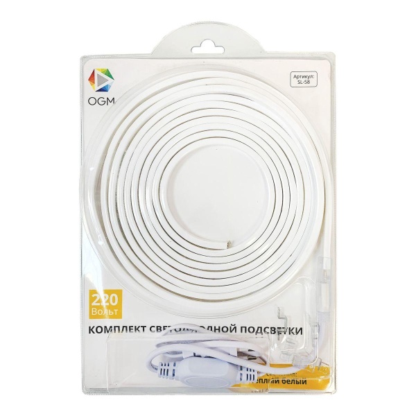 Светодиодная влагозащищенная лента OGM 6W/m 60LED/m 2835SMD теплый белый 5M SL-58 Алматы