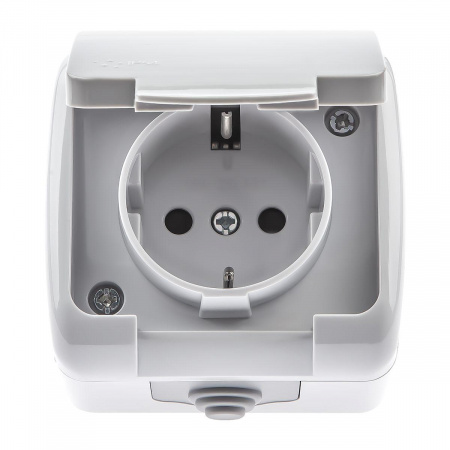 Розетка ЭРА Intro Atlantic Schuko 2P+E 16A 250V со шторками с крышкой 5-202-03 Б0050946