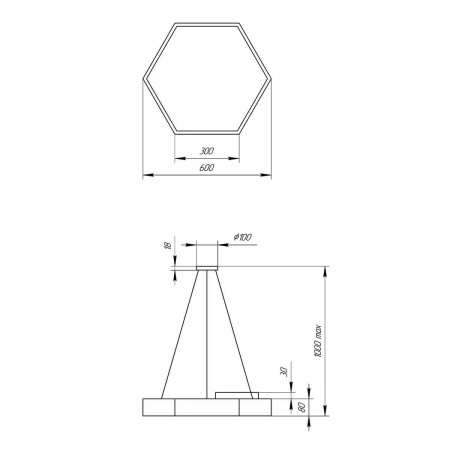 Подвесной светодиодный cветильник Geometria ЭРА Hexagon SPO-121-B-40K-038 38Вт 4000К черный Б0050551
