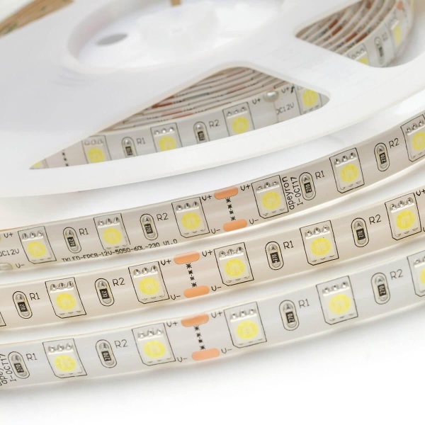 Светодиодная влагозащищенная лента Apeyron 14,4W/m 60Led/m 5050SMD холодный белый 1M 259BL Алматы