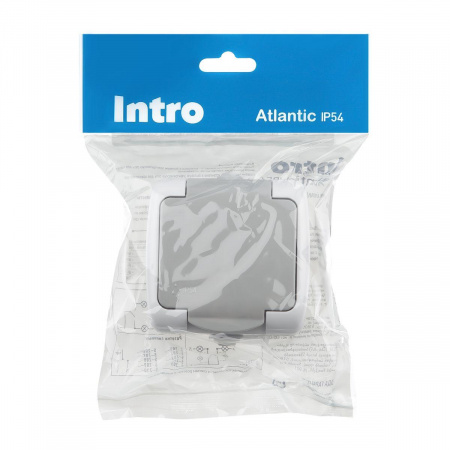 Розетка ЭРА Intro Atlantic Schuko 2P+E 16A 250V с крышкой 5-201-03 Б0050945