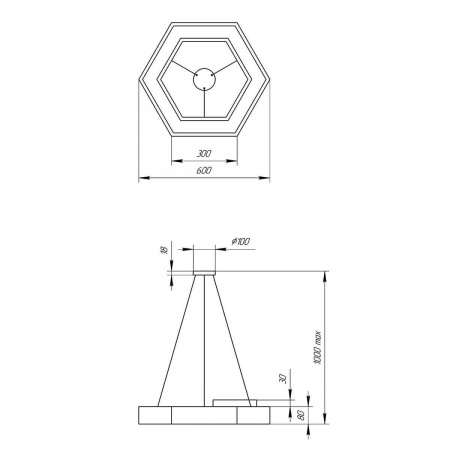 Подвесной светодиодный cветильник Geometria ЭРА Hexagon SPO-123-B-40K-045 45Вт 4000К черный Б0050555