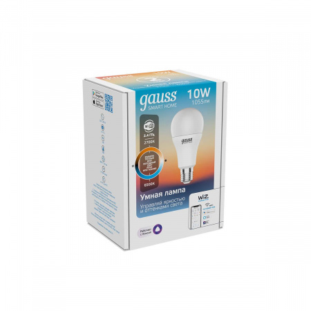 Лампа светодиодная диммируемая Gauss Smart Home E27 10W 2700-6500K матовая 1080112
