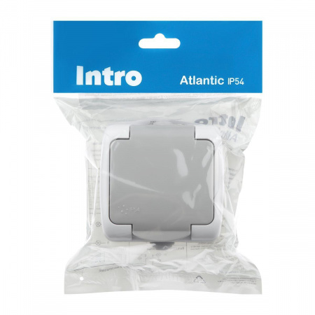 Розетка ЭРА Intro Atlantic Schuko 2P+E 16A 250V со шторками с крышкой 5-202-03 Б0050946