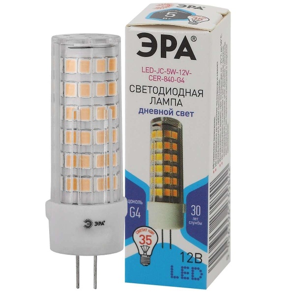 Лампа светодиодная ЭРА LED JC-5W-12V-CER-840-G4 Б0056750