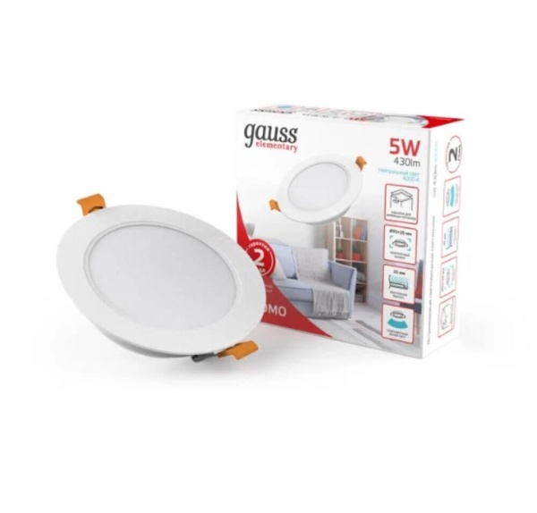 Встраиваемый светильник Gauss Elementary Downlight 9100420205 Алматы