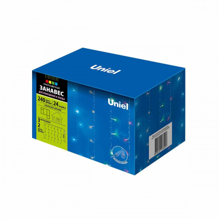 Уличная светодиодная гирлянда Uniel занавес 220V разноцветный ULD-C3020-240/STK Multi IP44 UL-00007212