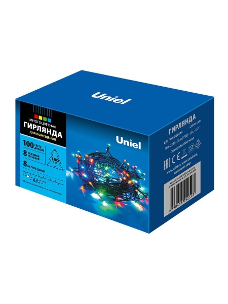 Светодиодная гирлянда Uniel 220V разноцветный ULD-S0800-100/DGA Multi IP20 07924