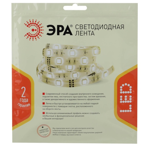 Светодиодная лента ЭРА 4,8W/m 60LED/m 2835SMD белый 5M LS2835-4,8-60-24-33-4000К-5m Б0043108 Алматы