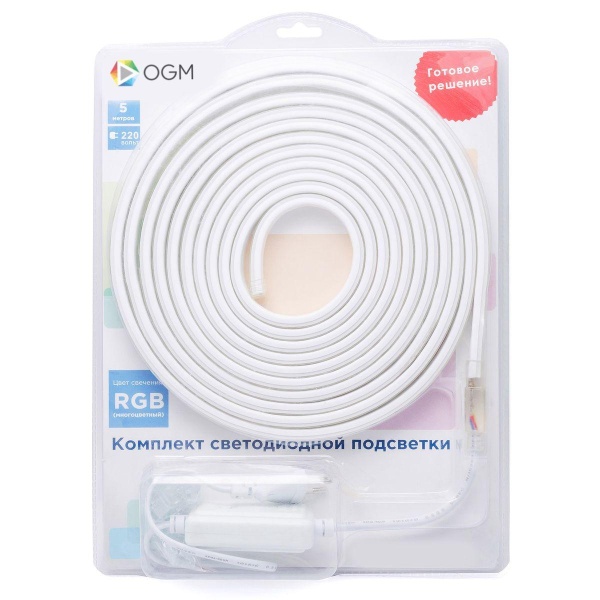 Светодиодная влагозащищенная лента OGM 12W/m 60LED/m 5050SMD разноцветная 5M SL-52 Алматы